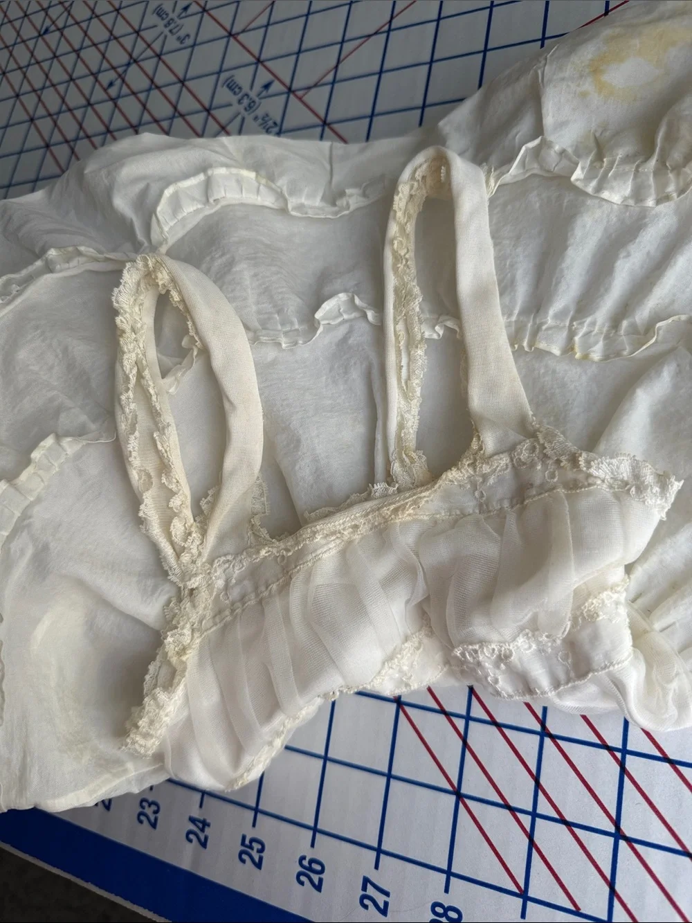 Vintage Child/Doll Slip Petticoat Heirloom Sewing Fabric White Sheer Ruffles